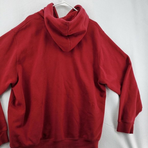 REEBOK Shirt Men's Long Sleeve Hooded Pullover Sweatshirt Drawstring Red XL - Picture 11 of 12